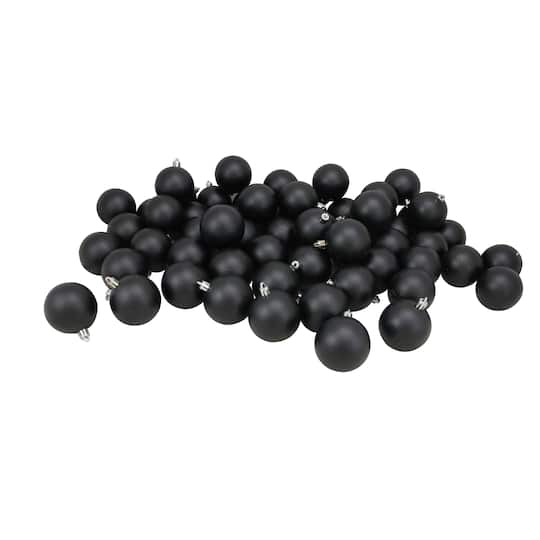 60ct Matte Jet Black Shatterproof Ball Ornaments